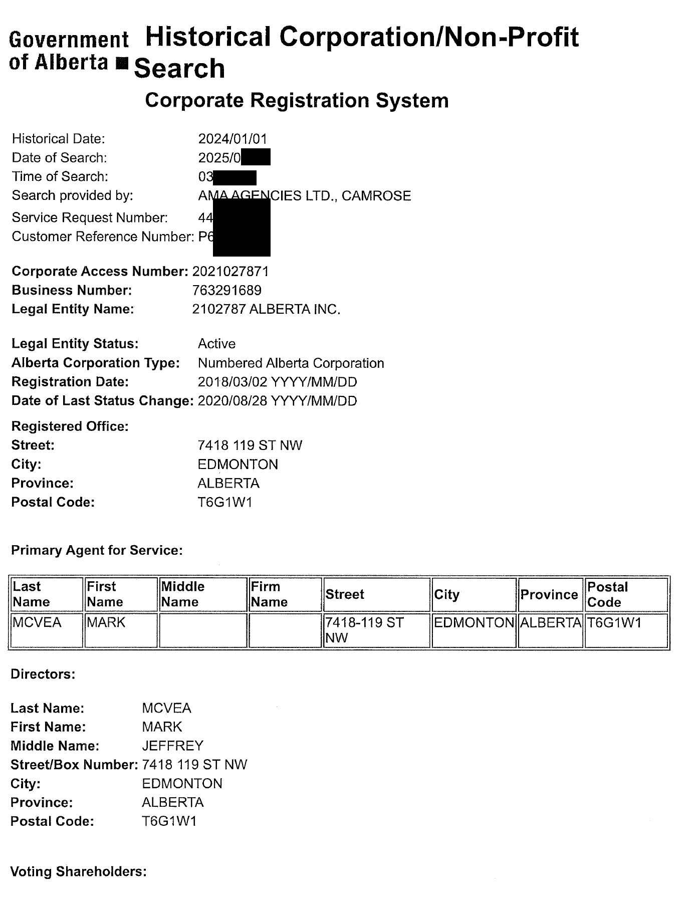 2102787 Alberta Inc. Vertex Systems corporation information